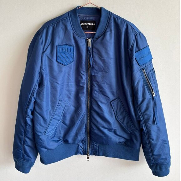 BeenTrill Mens Patch Bomber Jacket Blue Size XL - Picture 14 of 15